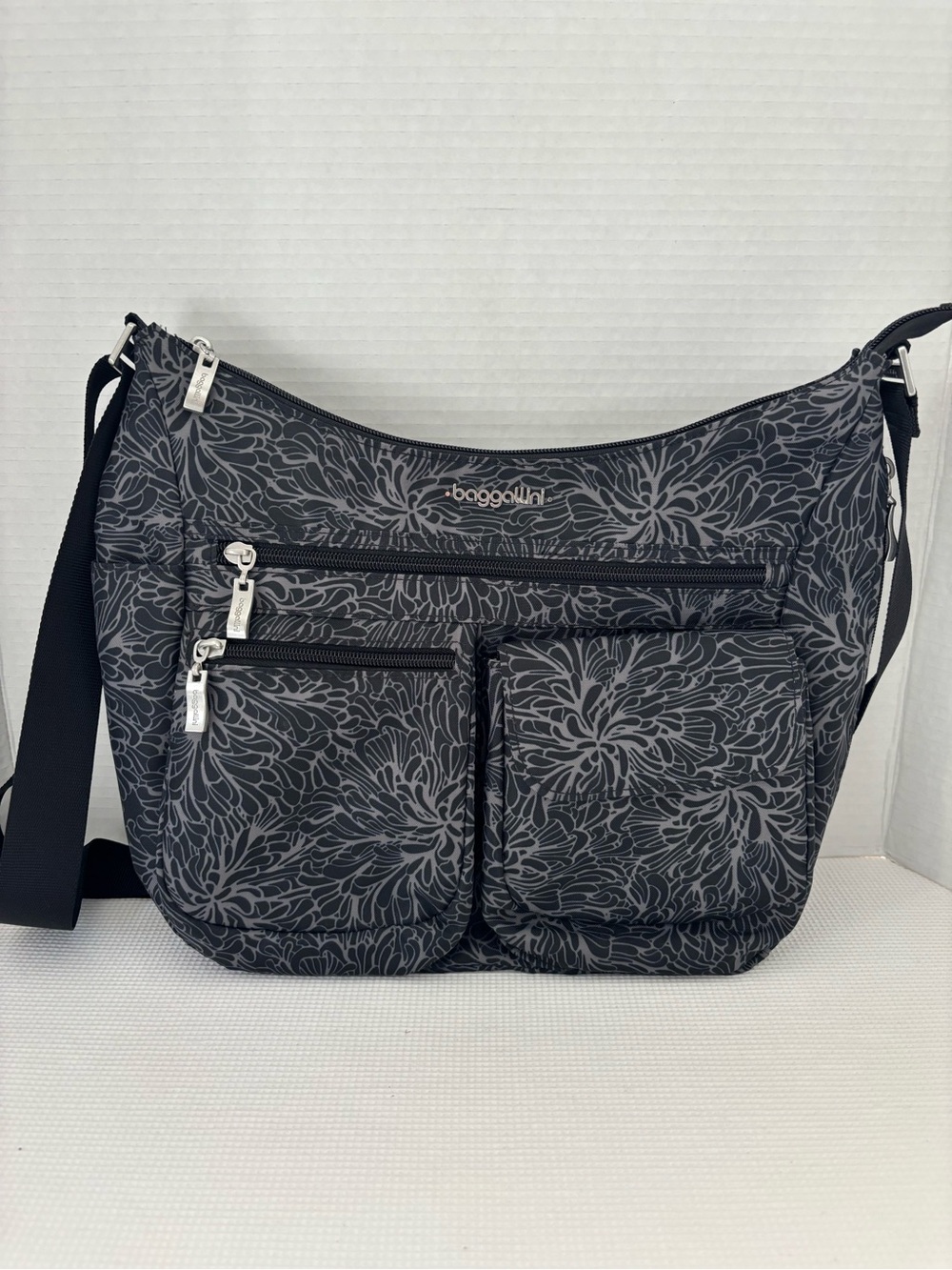 Baggallini Gray Modern Everywhere Crossbody Hobo Bag